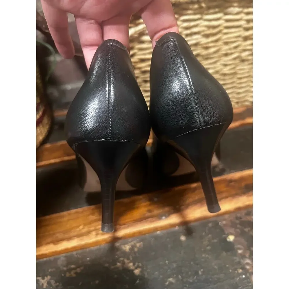 Coach Black Leather Patent Cap Toe Pumps 7.5 Y2K Office Siren Heels